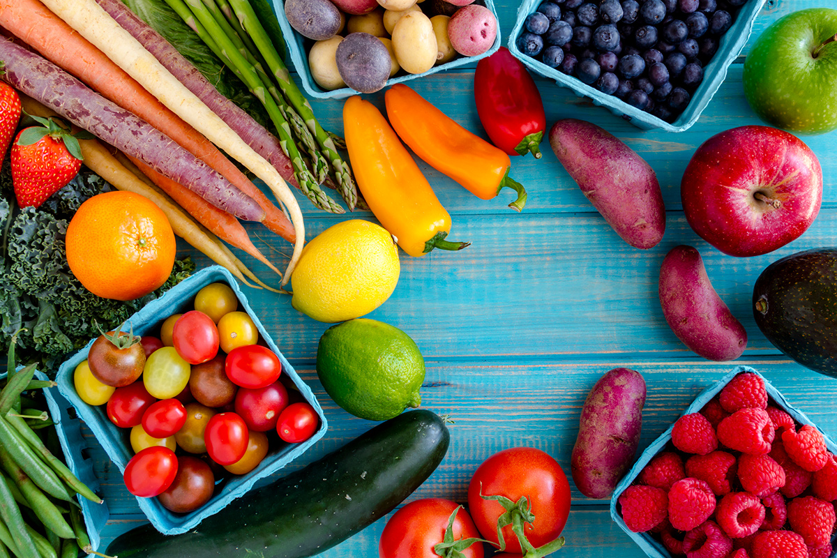 Colorful veggies and fruits for your diet